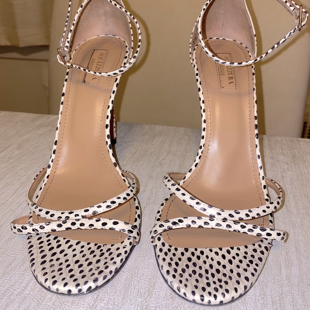 AQUAZZURA Purist polka-dot elaphe sandals